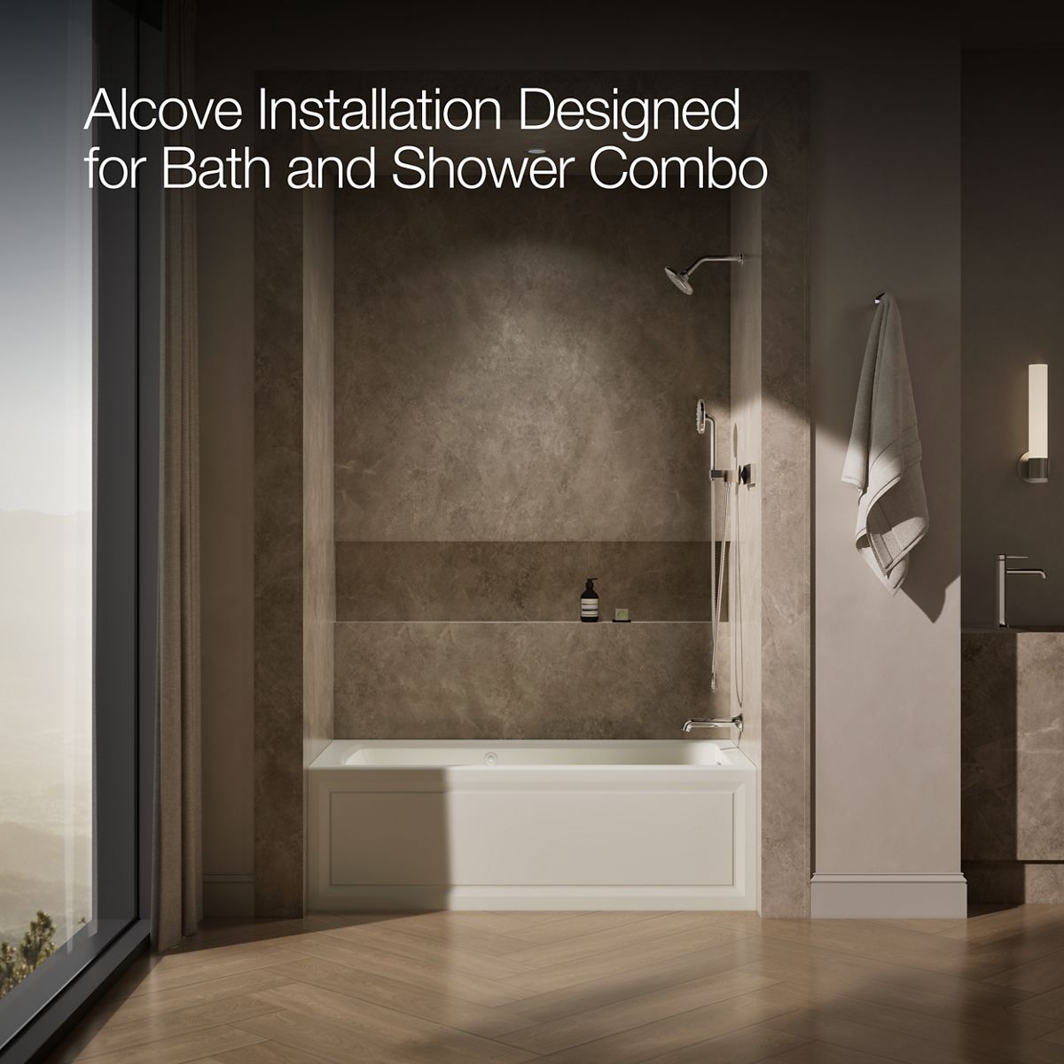 KOHLER K-1947-RAW Archer 60" x 30" alcove whirlpool bath with Bask heated surface, right drain