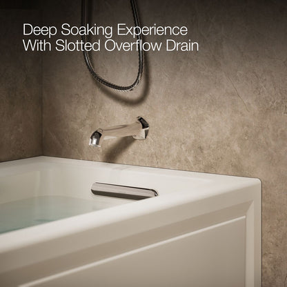 KOHLER K-1947-RAW Archer 60" x 30" alcove whirlpool bath with Bask heated surface, right drain