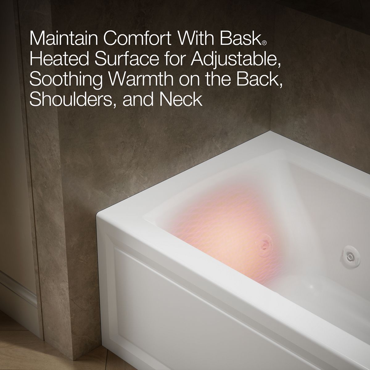 KOHLER K-1947-RAW Archer 60" x 30" alcove whirlpool bath with Bask heated surface, right drain