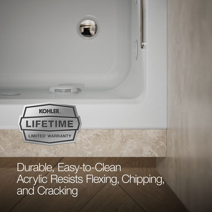 KOHLER K-1947-RH Archer 60" x 30" alcove heated whirlpool bath, right drain