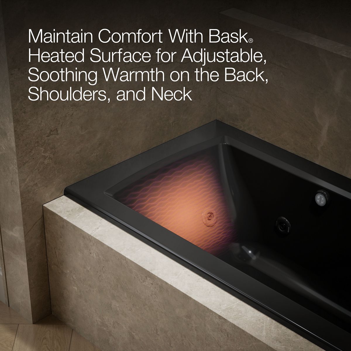 KOHLER K-1947-RW Archer 60" x 30" alcove whirlpool bath with Bask heated surface, right drain