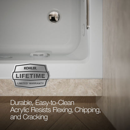 KOHLER K-1947-RW Archer 60" x 30" alcove whirlpool bath with Bask heated surface, right drain
