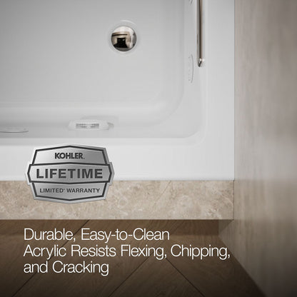 KOHLER K-1947-RW Archer 60" x 30" alcove whirlpool bath with Bask heated surface, right drain