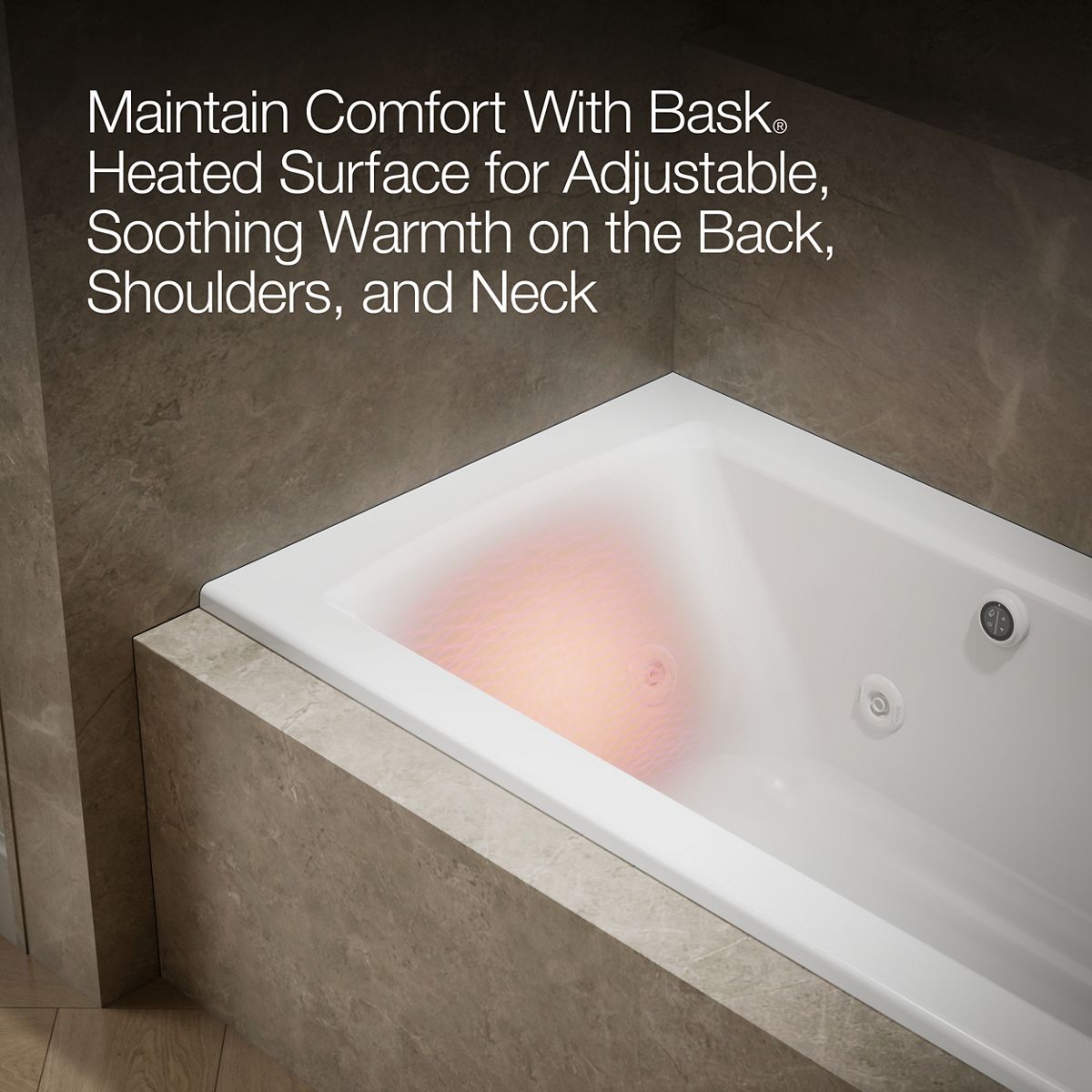 KOHLER K-1947-RW Archer 60" x 30" alcove whirlpool bath with Bask heated surface, right drain