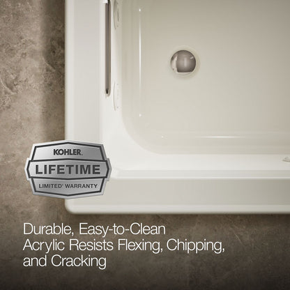 KOHLER K-1947-W1 Archer 60" x 30" drop-in whirlpool bath with Bask heated surface
