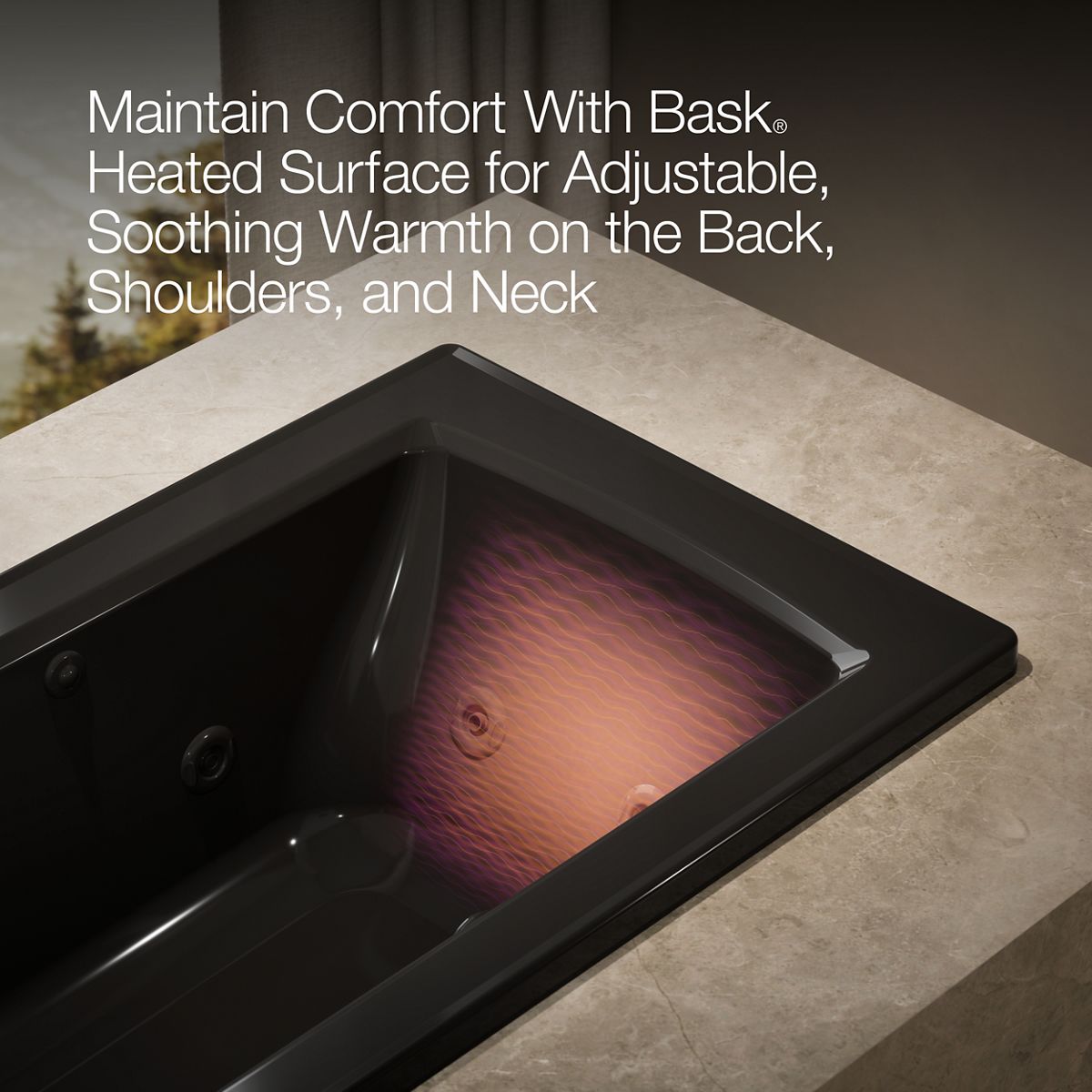 KOHLER K-1947-W1 Archer 60" x 30" drop-in whirlpool bath with Bask heated surface
