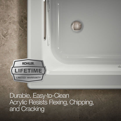 KOHLER K-1947-W1 Archer 60" x 30" drop-in whirlpool bath with Bask heated surface