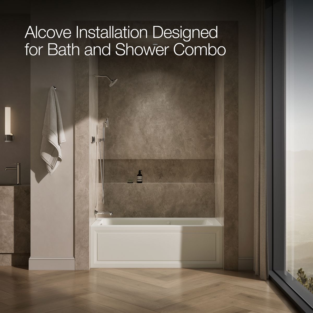 KOHLER K-1947-XGHLA Archer 60" x 30" alcove Heated BubbleMassage air bath and whirlpool, left drain