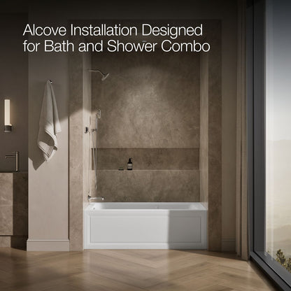 KOHLER K-1947-XGHLA Archer 60" x 30" alcove Heated BubbleMassage air bath and whirlpool, left drain