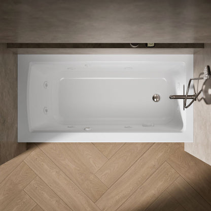 KOHLER K-1947-XGHRA Archer 60" x 30" alcove Heated BubbleMassage air bath and whirlpool, right drain