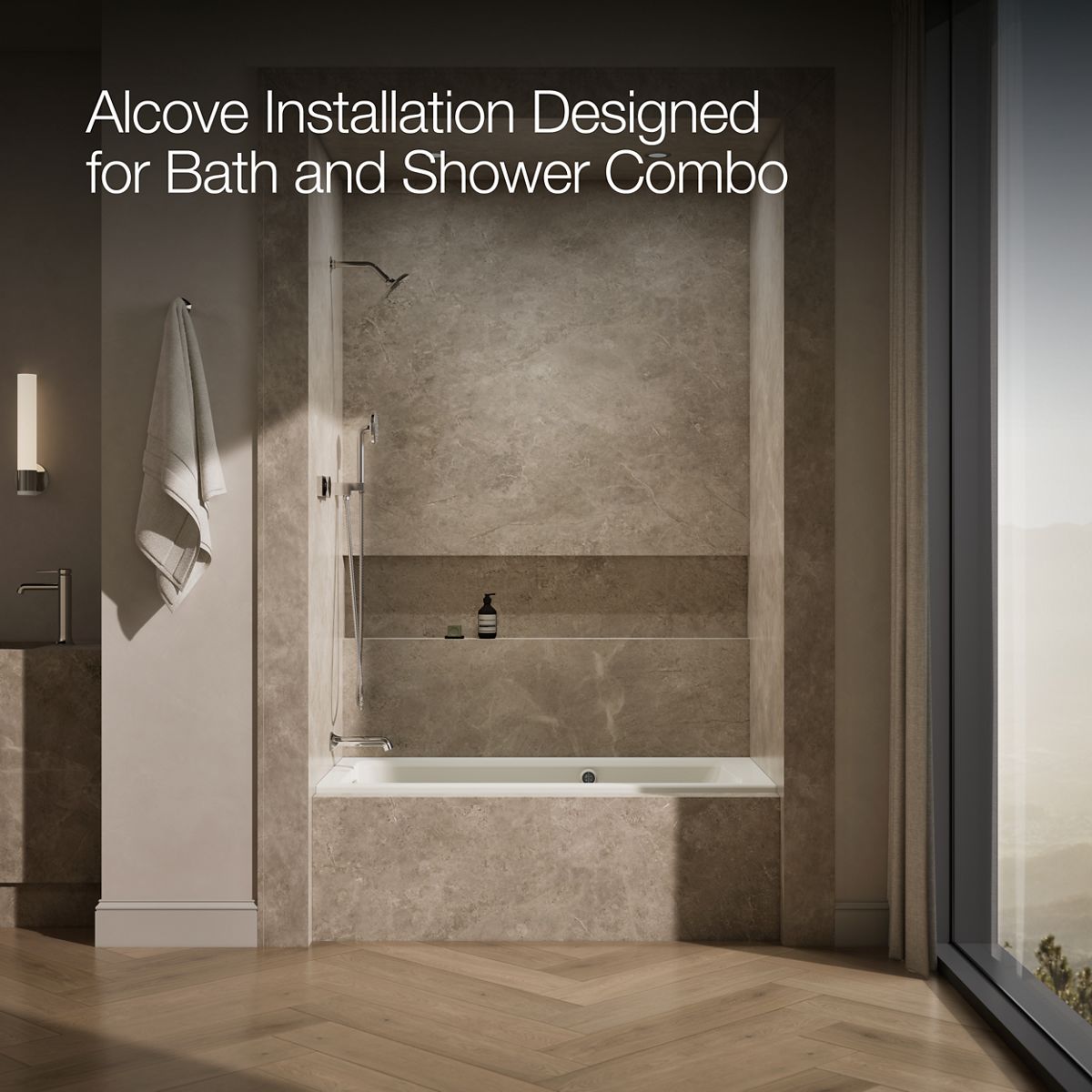 KOHLER K-1947-XHGHL Archer 60" x 30" alcove Heated BubbleMassage air bath and whirlpool, left drain