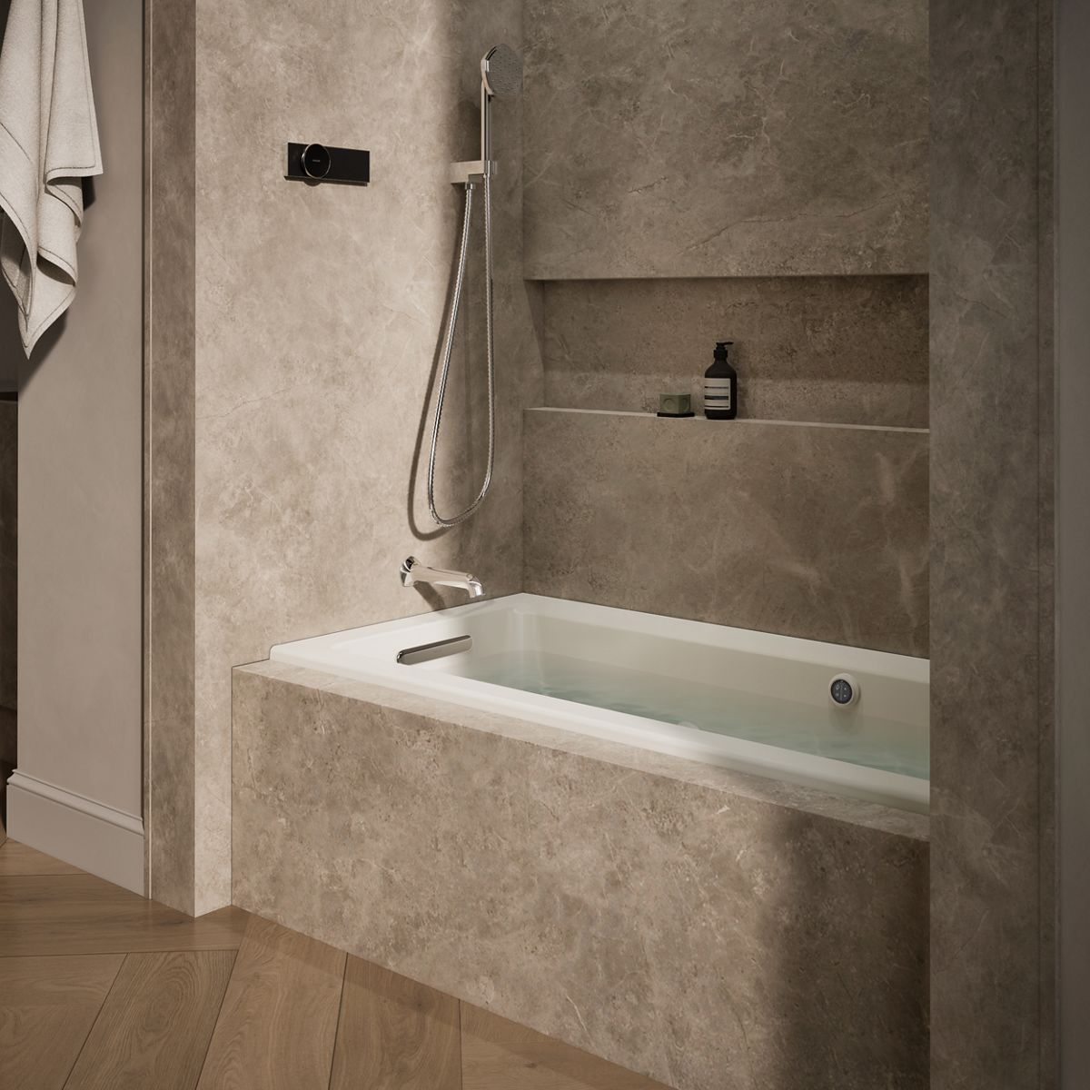 KOHLER K-1947-XHGHL Archer 60" x 30" alcove Heated BubbleMassage air bath and whirlpool, left drain