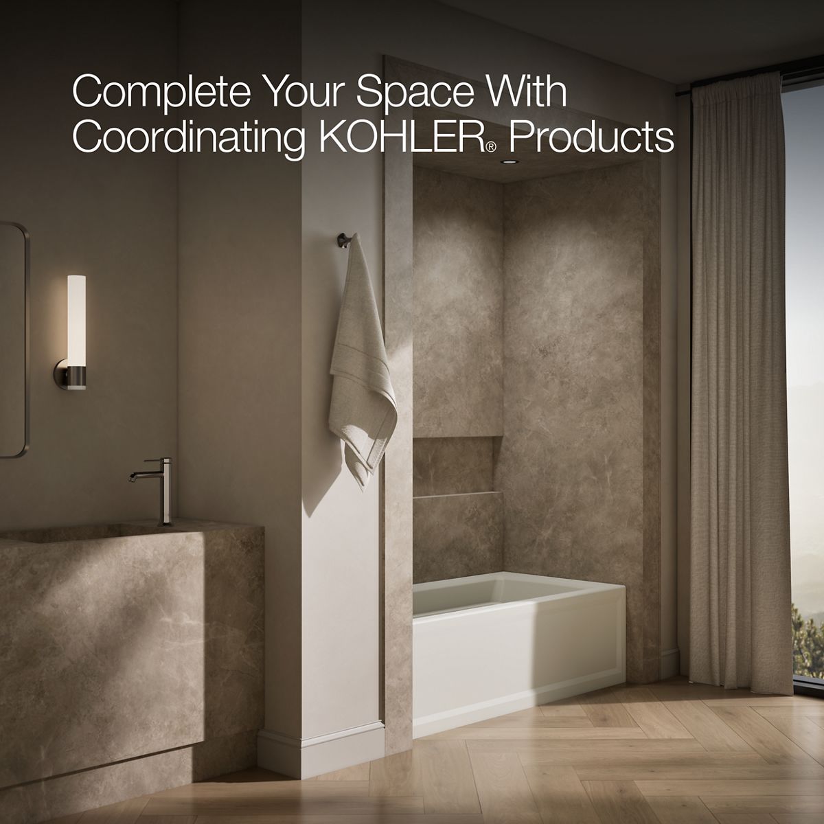 KOHLER K-1948-LAW Archer 66" x 32" alcove bath with Bask heated surface, left drain