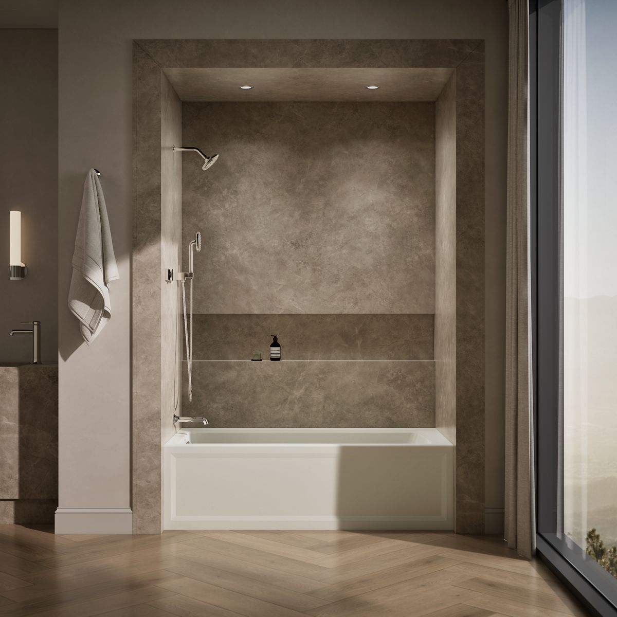 KOHLER K-1948-LAW Archer 66" x 32" alcove bath with Bask heated surface, left drain