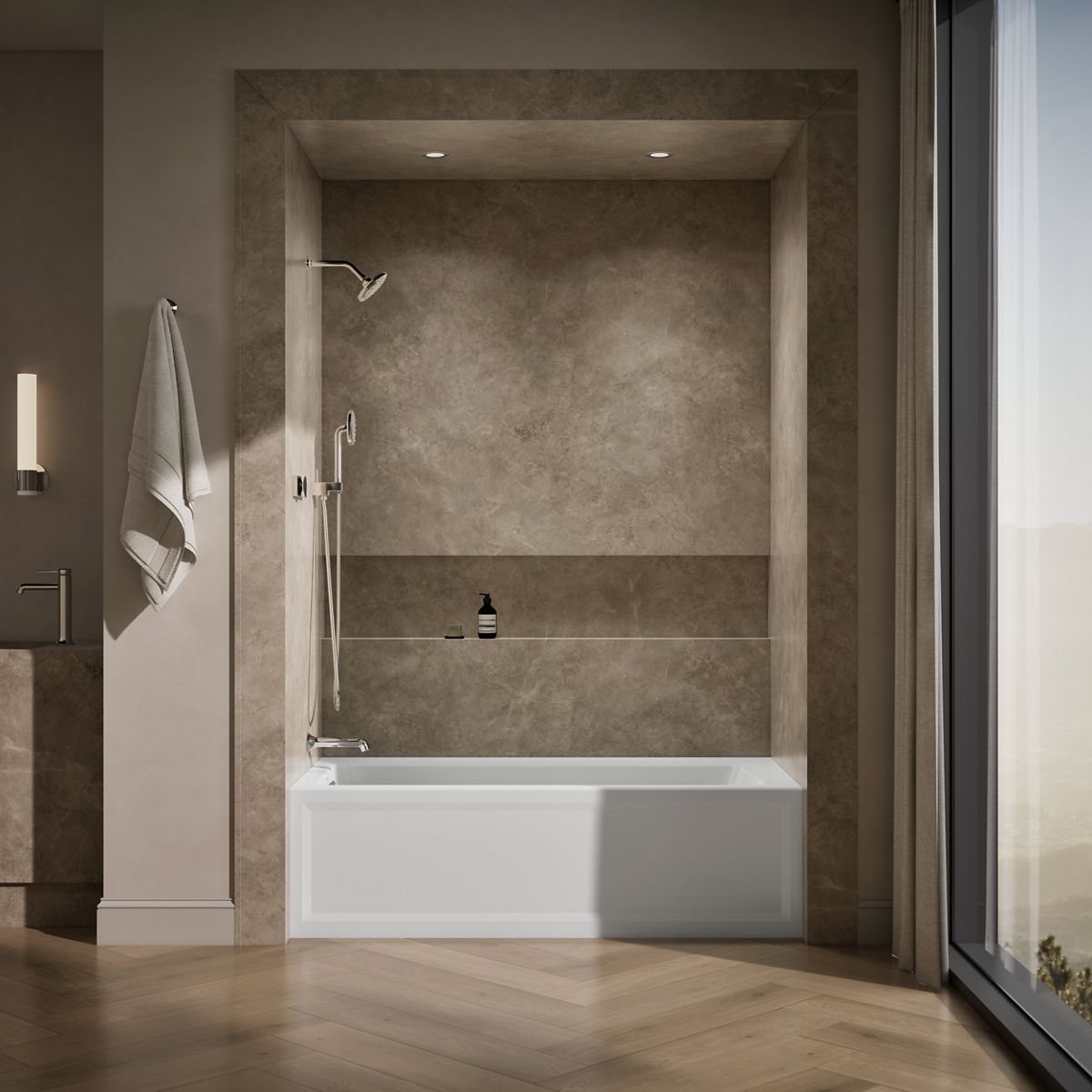 KOHLER K-1948-LAW Archer 66" x 32" alcove bath with Bask heated surface, left drain