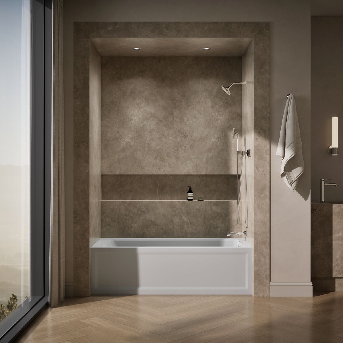 KOHLER K-1948-RAW Archer 66" x 32" alcove bath with Bask heated surface, right drain