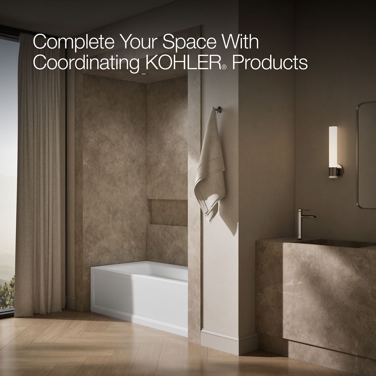 KOHLER K-1948-RAW Archer 66" x 32" alcove bath with Bask heated surface, right drain