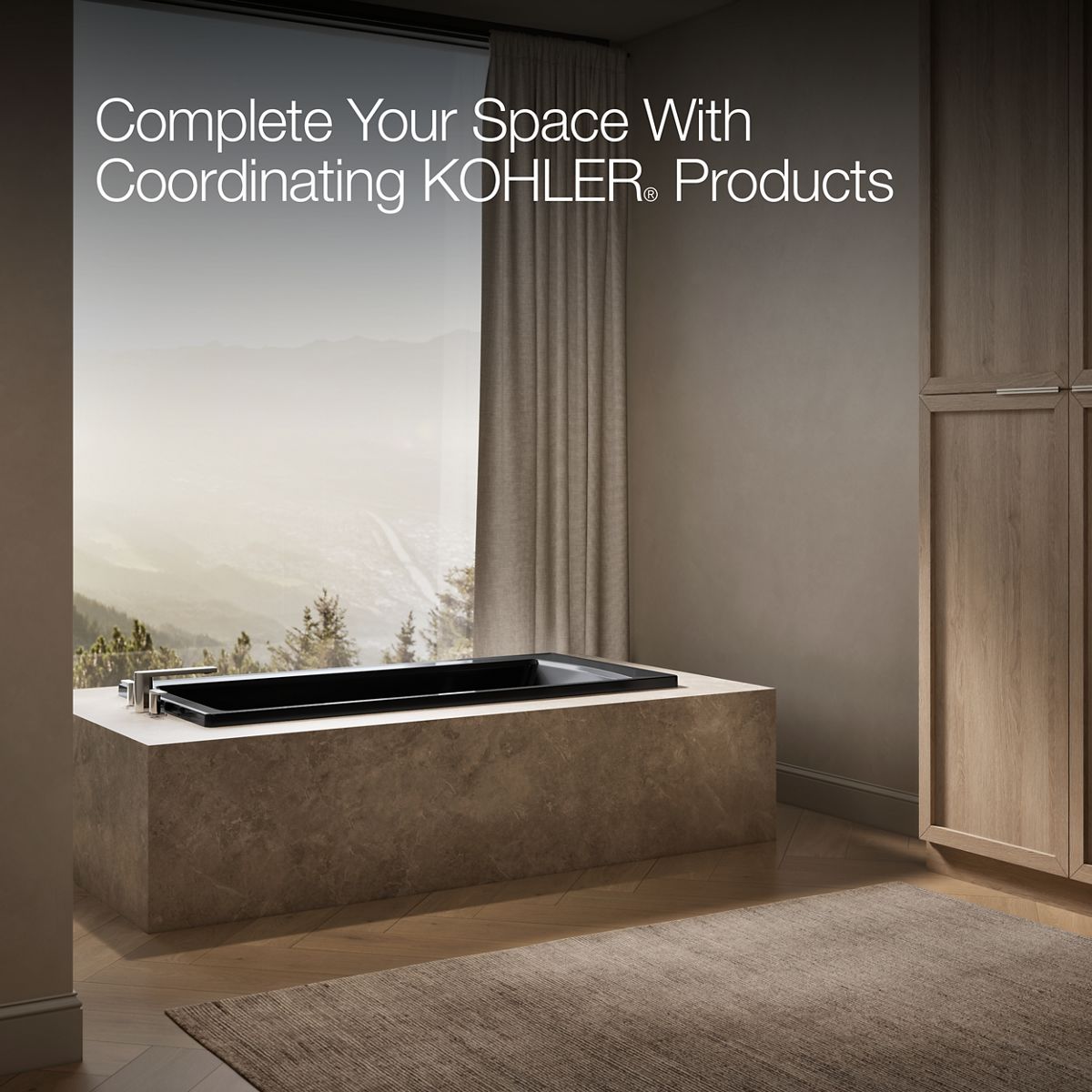 KOHLER K-1948-W1 Archer 66" x 32" drop-in bath with Bask heated surface