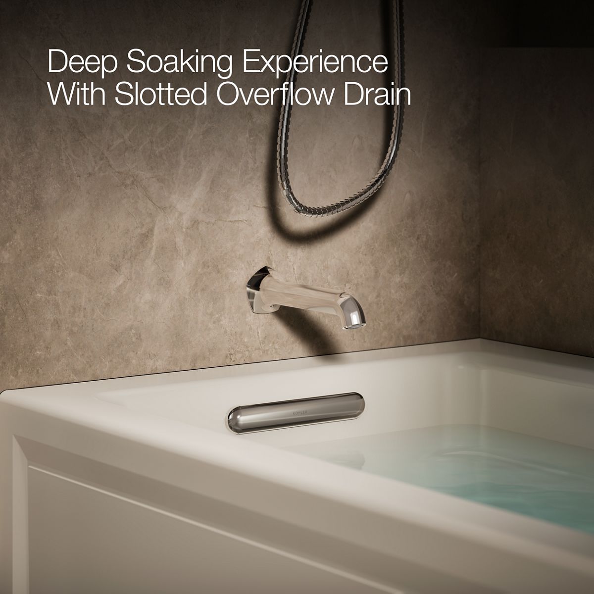 KOHLER K-1949-GHLA Archer 66" x 32" alcove Heated BubbleMassage air bath, left drain