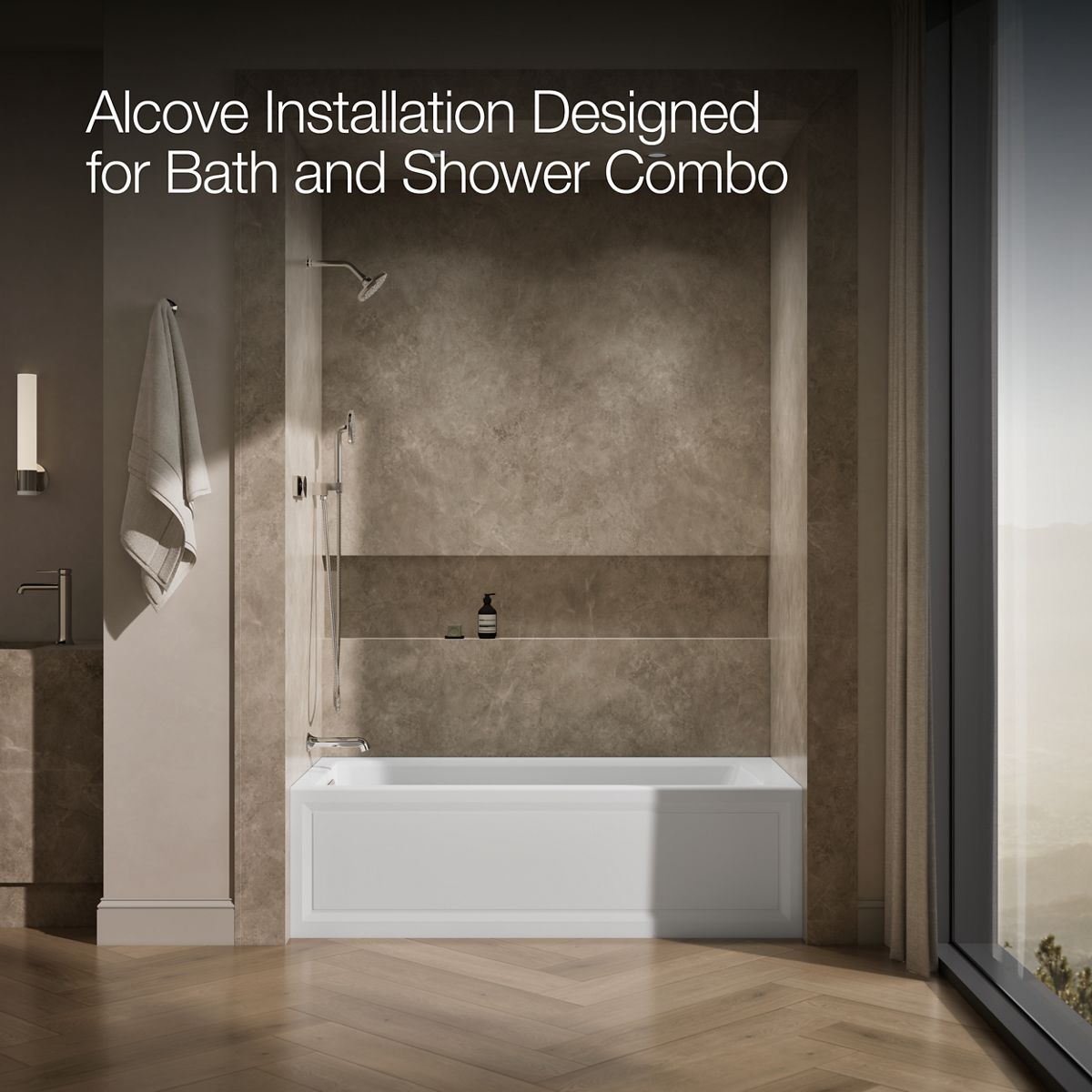 KOHLER K-1949-GHLA Archer 66" x 32" alcove Heated BubbleMassage air bath, left drain