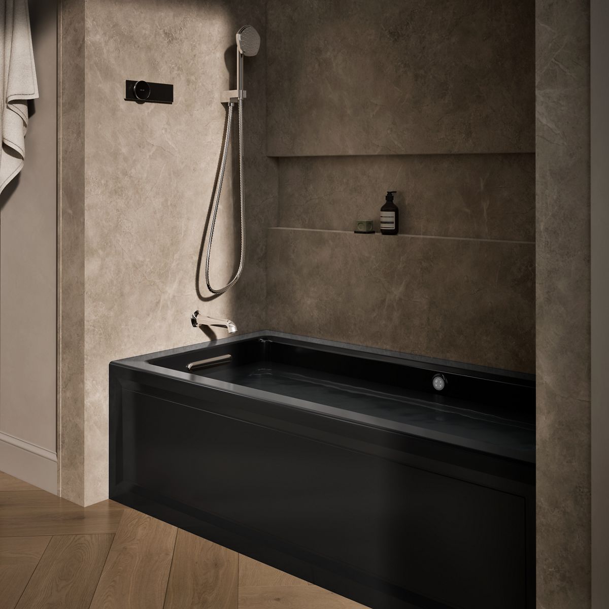 KOHLER K-1949-GHLAW Archer 66" x 32" alcove Heated BubbleMassage air bath with Bask heated surface, left drain