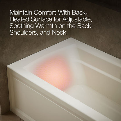 KOHLER K-1949-GHRAW Archer 66" x 32" alcove Heated BubbleMassage air bath with Bask heated surface, right drain
