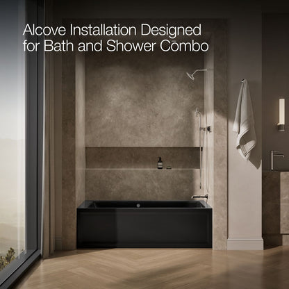KOHLER K-1949-GHRAW Archer 66" x 32" alcove Heated BubbleMassage air bath with Bask heated surface, right drain