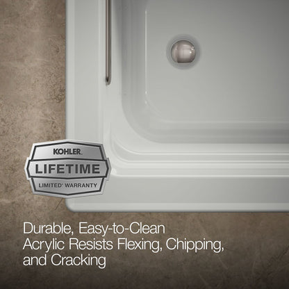 KOHLER K-1949-GHW Archer 66" x 32" drop-in Heated BubbleMassage air bath with Bask heated surface
