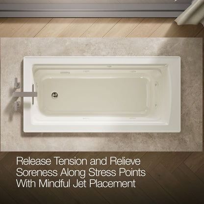 KOHLER K-1949-H Archer 66" x 32" drop-in heated whirlpool bath