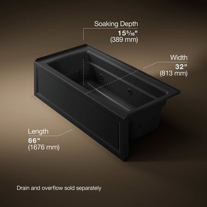 KOHLER K-1949-HRA Archer 66" x 32" alcove heated whirlpool, right drain