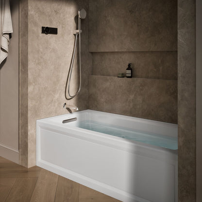 KOHLER K-1949-LA Archer 66" x 32" integral apron whirlpool with integral flange and left-hand drain