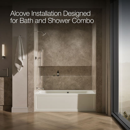KOHLER K-1949-LAW Archer 66" x 32" alcove whirlpool bath with Bask heated surface, left drain