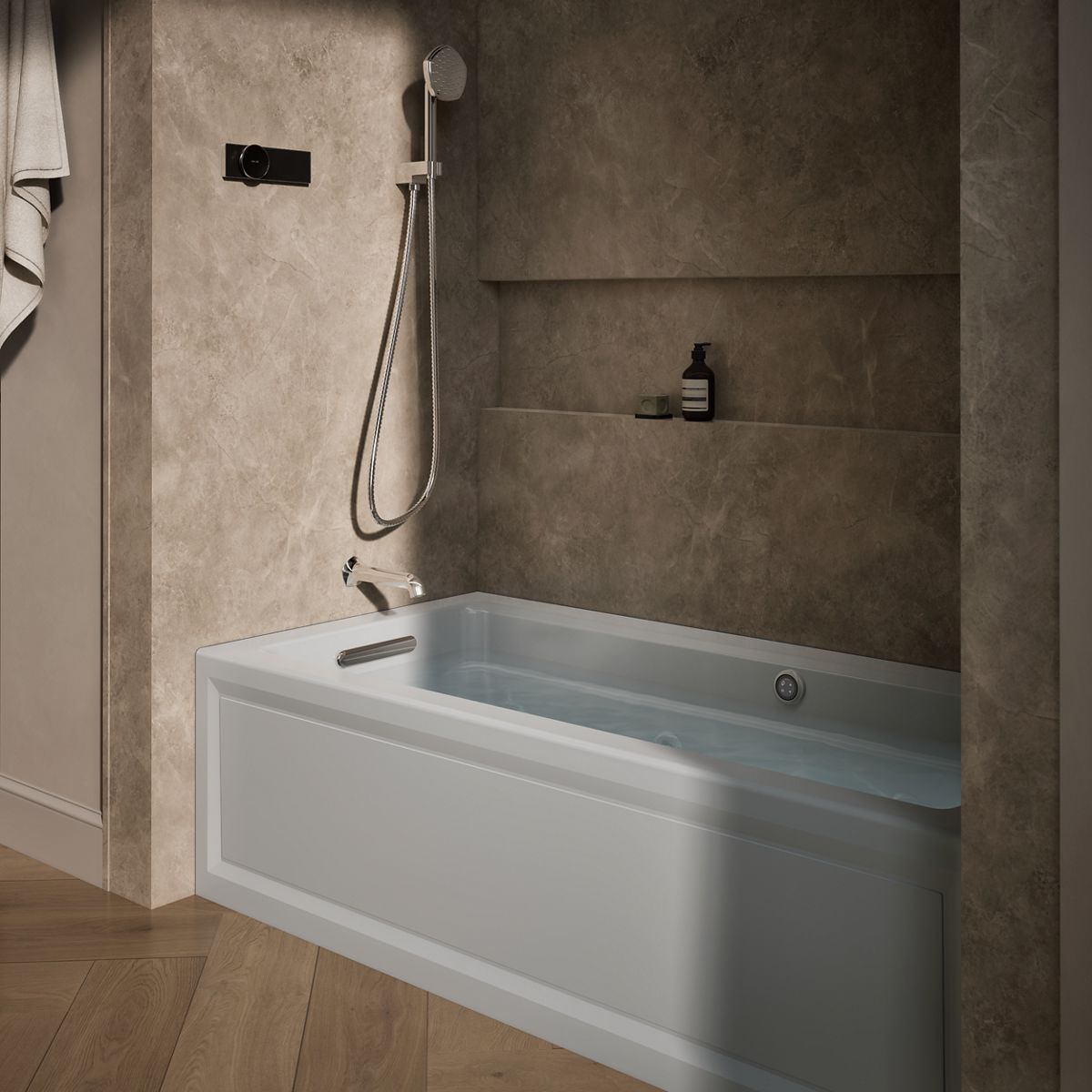 KOHLER K-1949-LAW Archer 66" x 32" alcove whirlpool bath with Bask heated surface, left drain