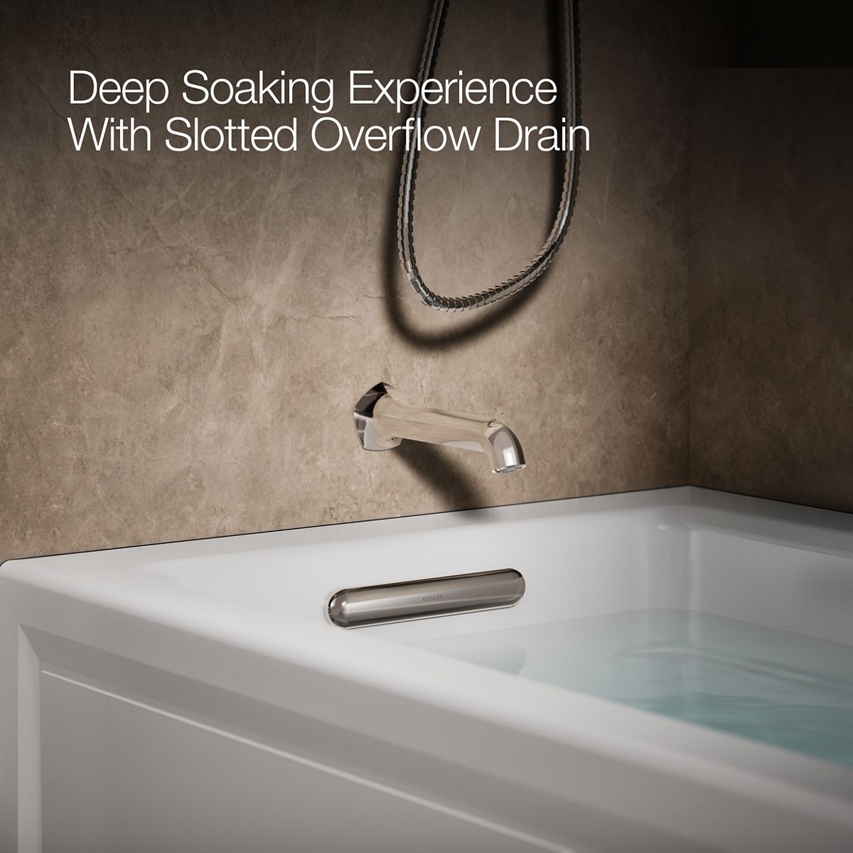 KOHLER K-1949-LAW Archer 66" x 32" alcove whirlpool bath with Bask heated surface, left drain