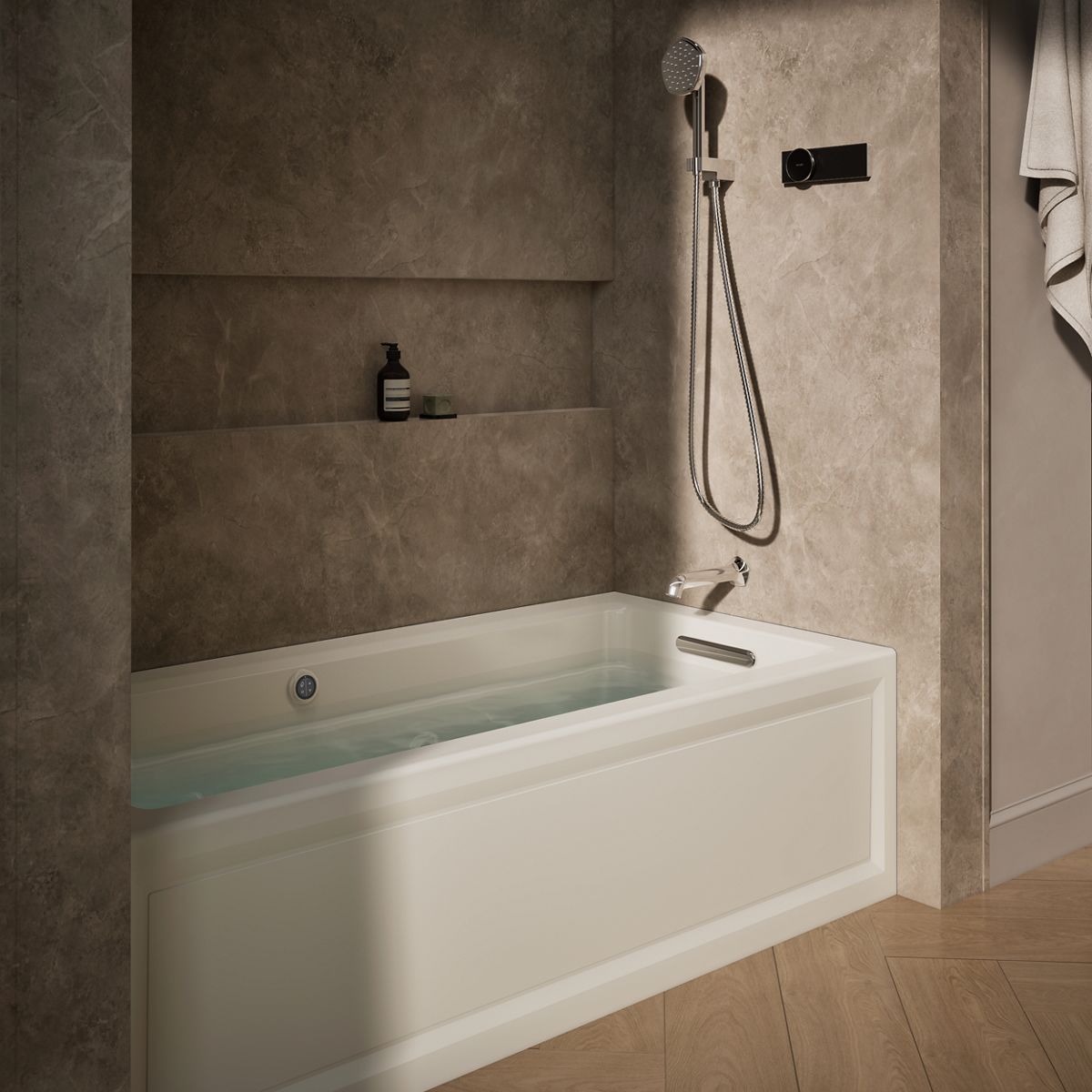 KOHLER K-1949-RAW Archer 66" x 32" alcove whirlpool bath with Bask heated surface, right drain