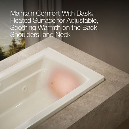 KOHLER K-1949-W1 Archer 66" x 32" drop-in whirlpool bath with Bask heated surface