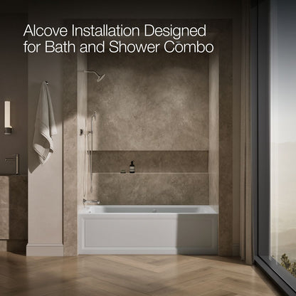 KOHLER K-1949-XGHLA Archer 66" x 32" alcove Heated BubbleMassage air bath and whirlpool, left drain