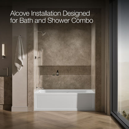 KOHLER K-1949-XGHLA Archer 66" x 32" alcove Heated BubbleMassage air bath and whirlpool, left drain