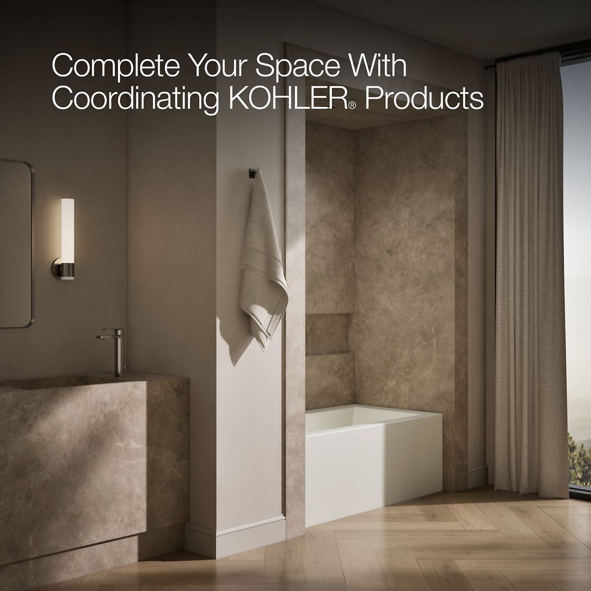 KOHLER K-1957-LA Underscore 60" x 32" alcove bath, left drain