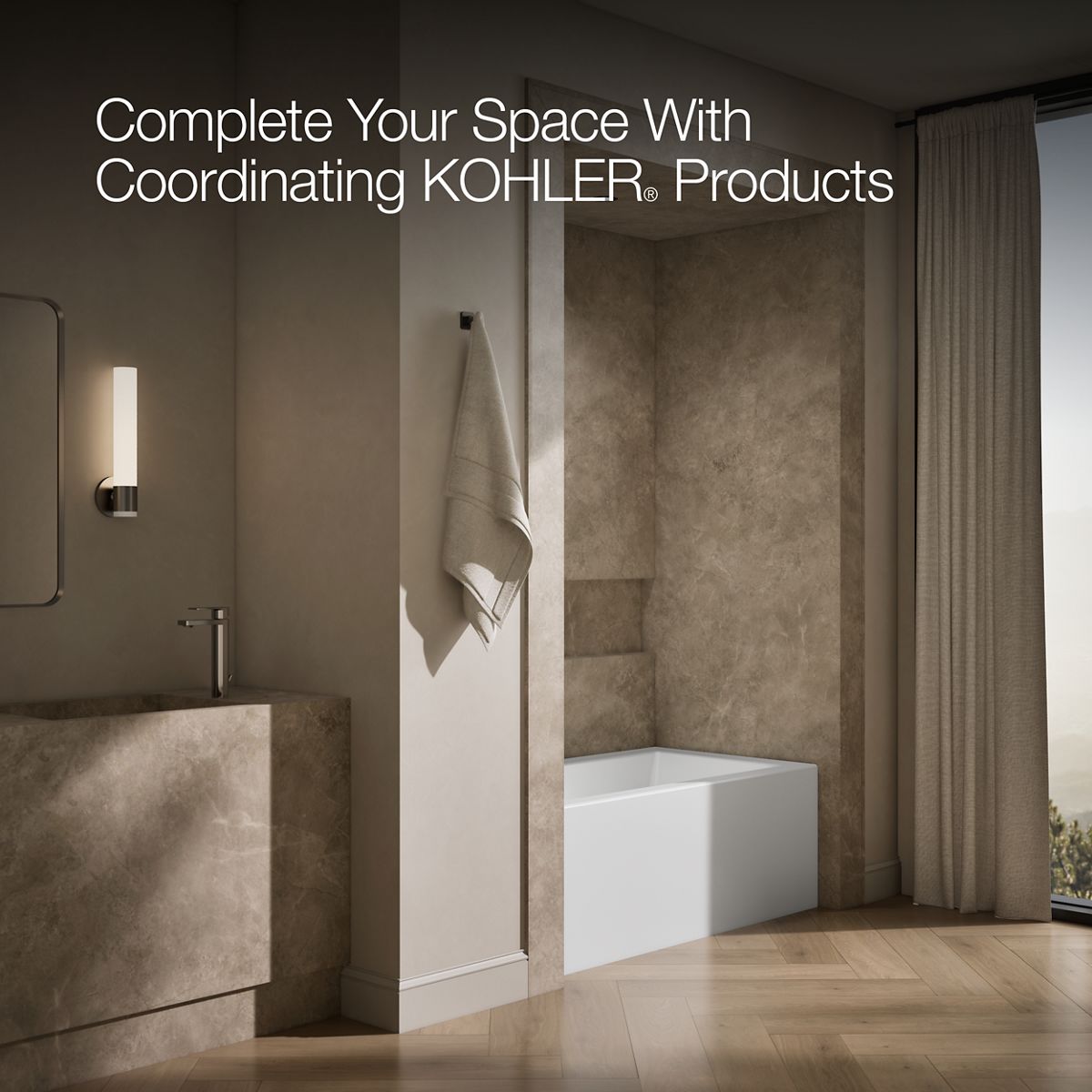 KOHLER K-1957-LA Underscore 60" x 32" alcove bath, left drain