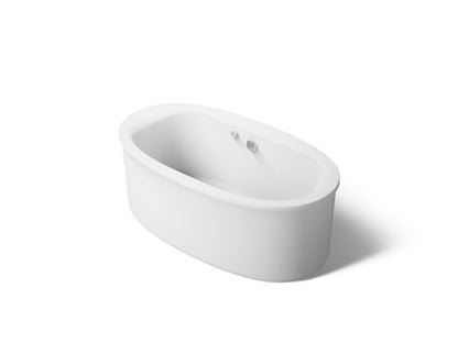 KOHLER K-1966-GHW Sunstruck 65-1/2" x 35-1/2" freestanding Heated BubbleMassage air bath with Bask heated surface and straight shroud