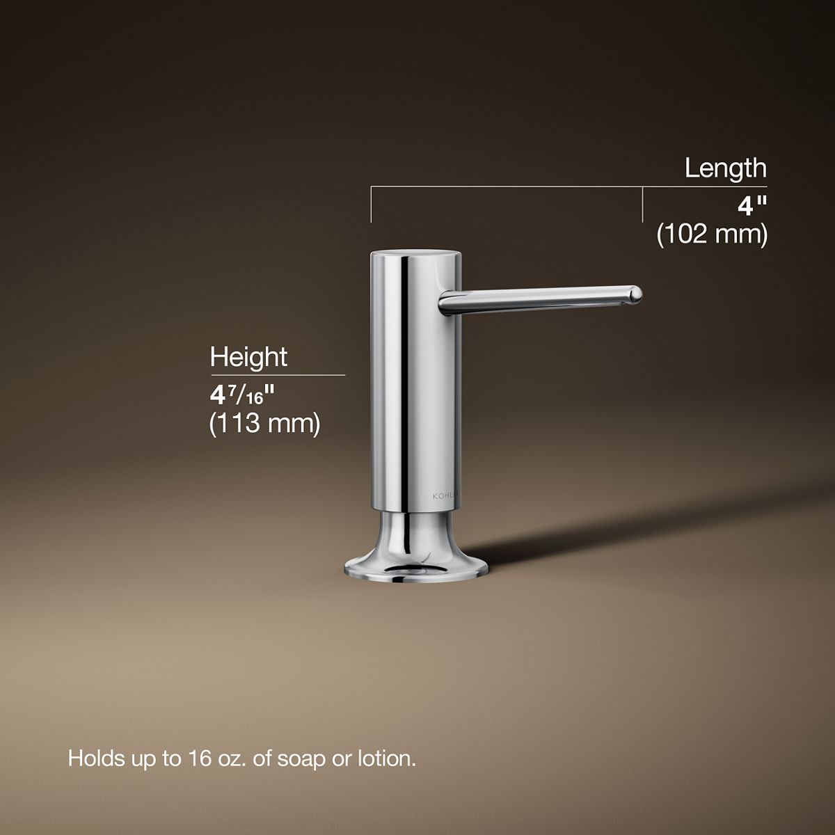 3/4 view of product with dimensions