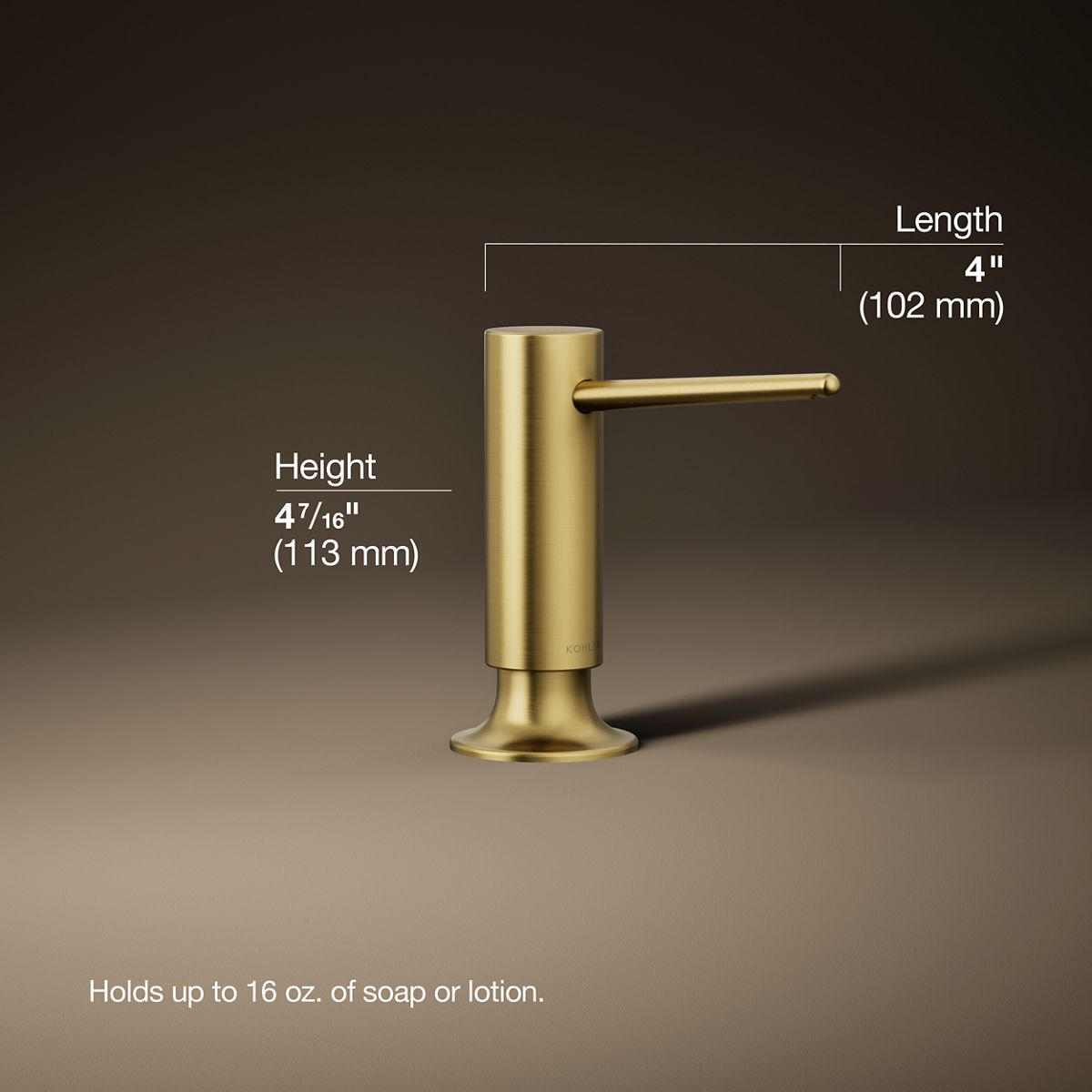 3/4 view of product with dimensions