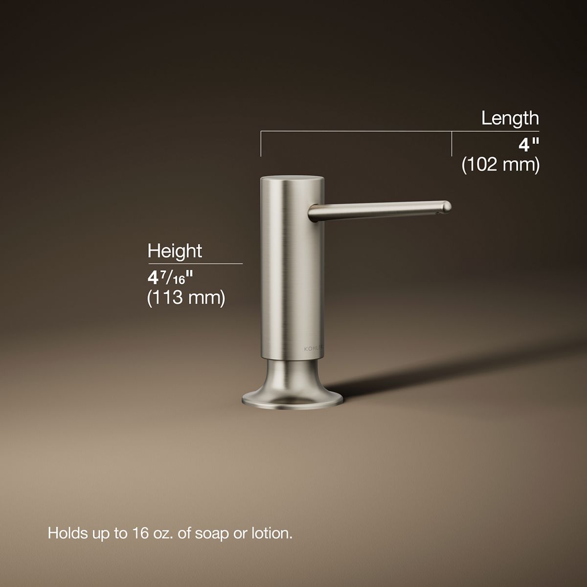 3/4 view of product with dimensions