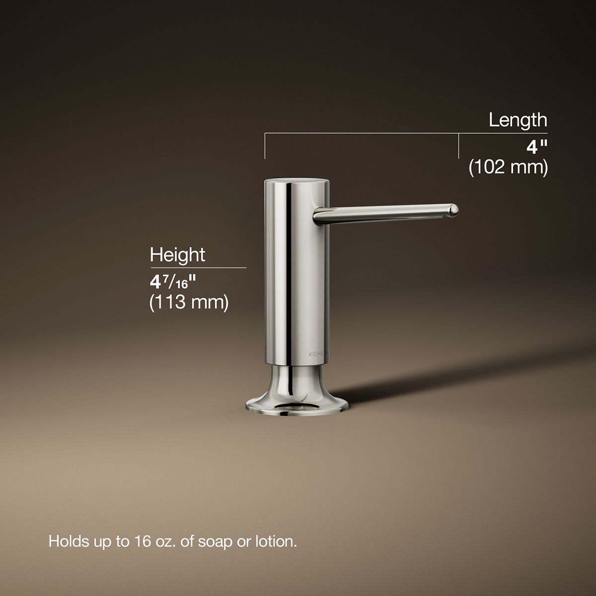 3/4 view of product with dimensions