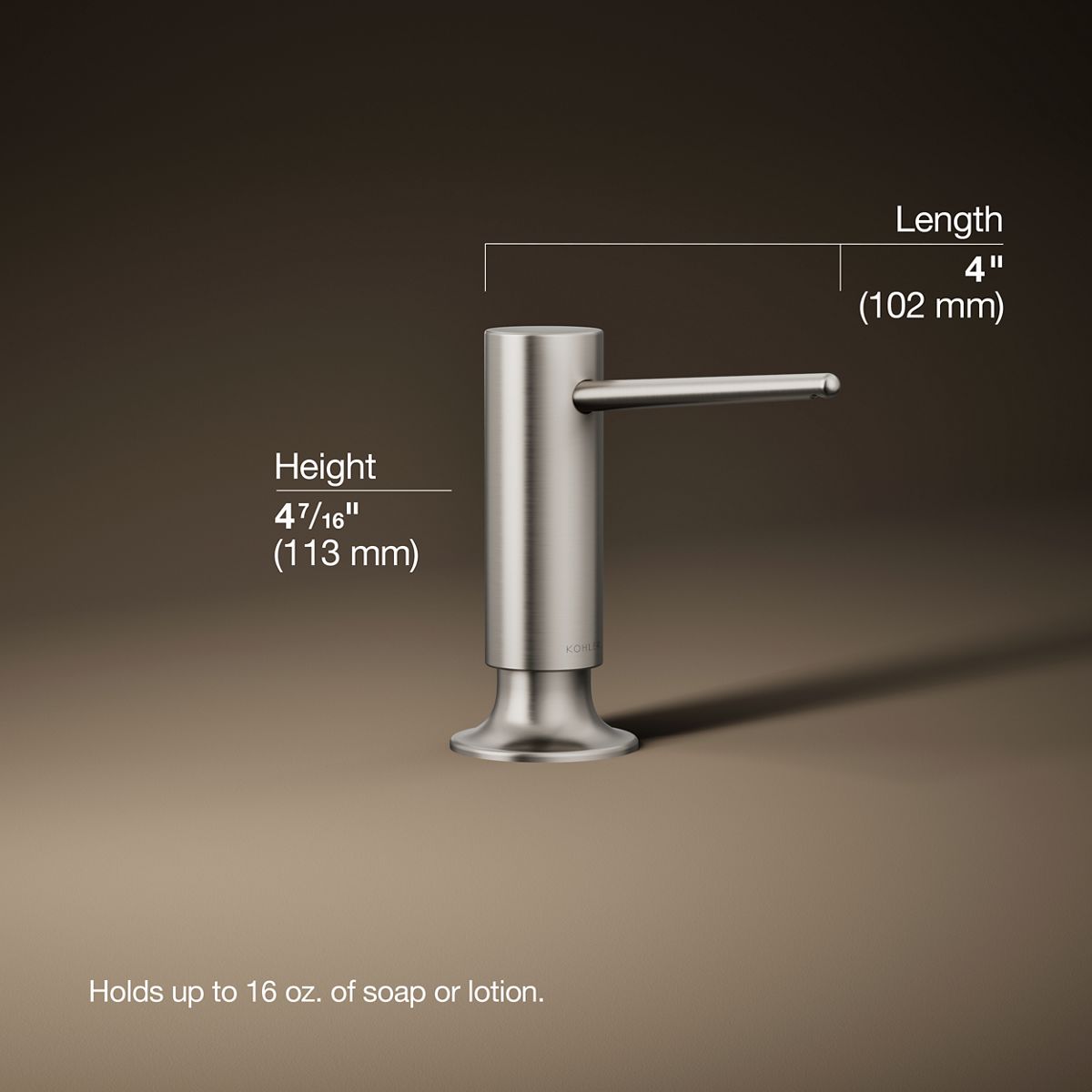 3/4 view of product with dimensions
