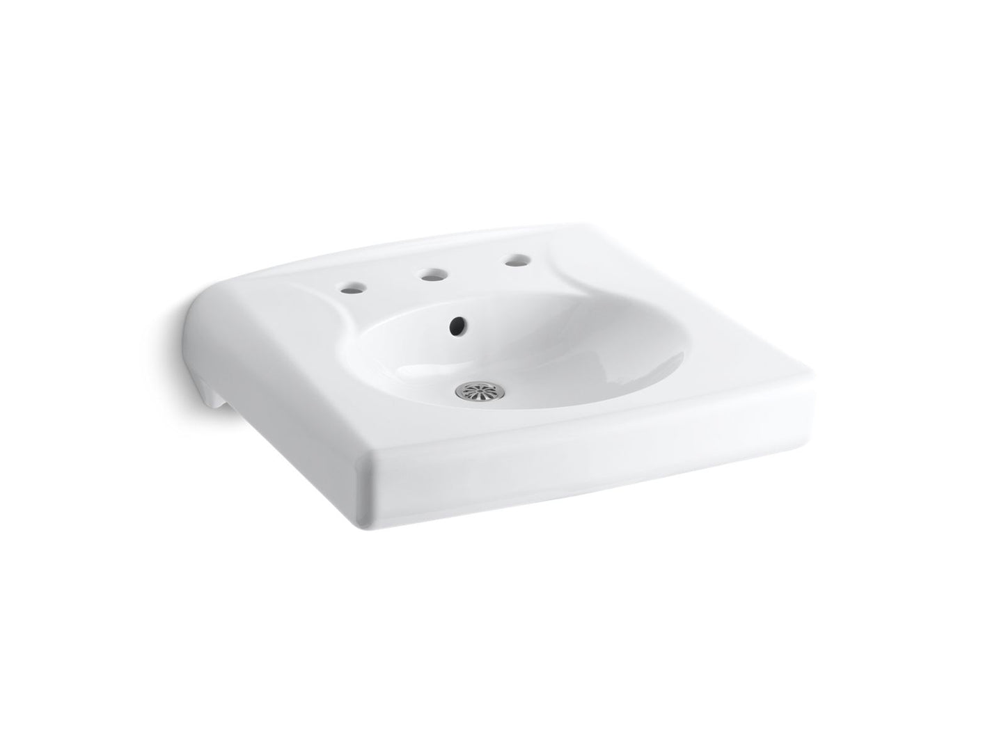 KOHLER Brenham™ Wall-mount or concealed carrier arm mount commercial bathroom sink with widespread faucet holes