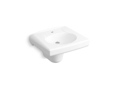 KOHLER K-1999-1N Brenham Wall-mounted or concealed carrier arm mounted commercial bathroom sink with single faucet hole and shroud in White