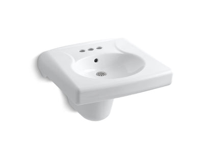 KOHLER K-1999-4 Brenham Wall-mounted or concealed carrier arm mounted commercial bathroom sink with 4" centerset faucet holes and shroud