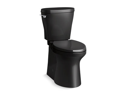 KOHLER K-20198 Betello ComForteeight Two-piece elongated 1.28 gpf chair height toilet with ContinuousClean Technology, black